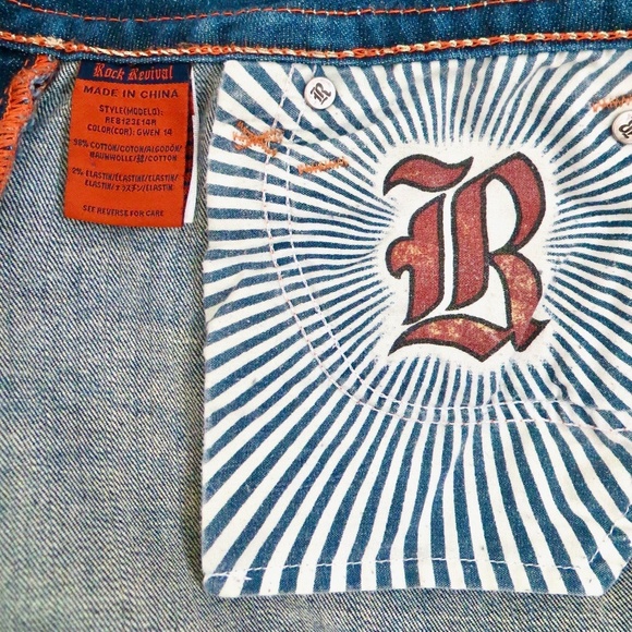 NEW! Rock Revival Gwen Easy Bootcut Denim Jeans Distressed Blue SZ 27 - Picture 11 of 13